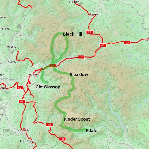 Epic Night Hike Route : Edale, Kinder, Bleaklow, Blackhill Glossop