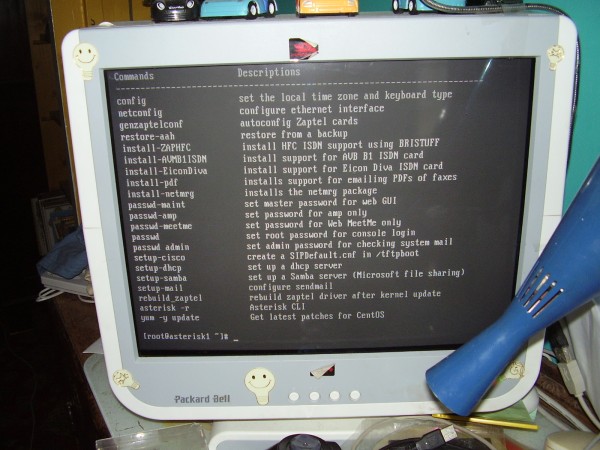 First dabbles with Asterisk - I didn't have two computers so I had to take a photo of the help commands page just so I could come back and try things