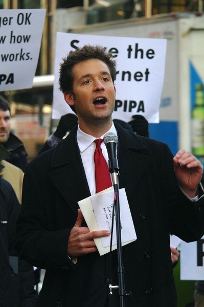Alexis Ohanian at the 2012 SOPA protests in New York by Alec Perkins