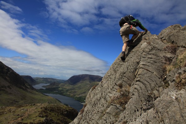 Scrambling up Haystacks above Buttermere, Lake District, UK